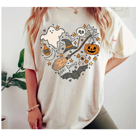 NWT Ivory Halloween Heart Graphic Tee