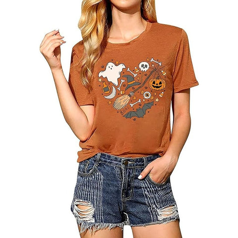 NWT Rust Orange Halloween Heart Graphic Tee